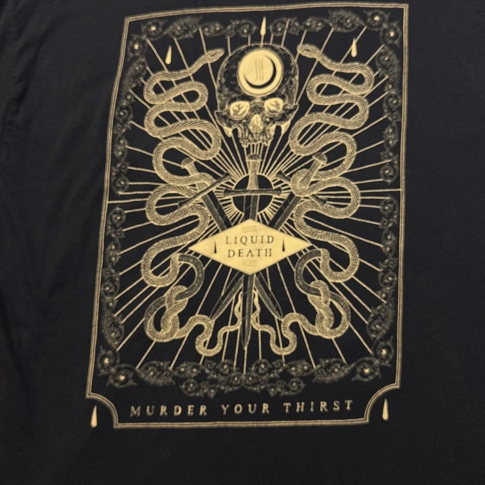 Liquid Death T-Shirt XXL Black Murder Your Thirst Graphic Band Style Tee